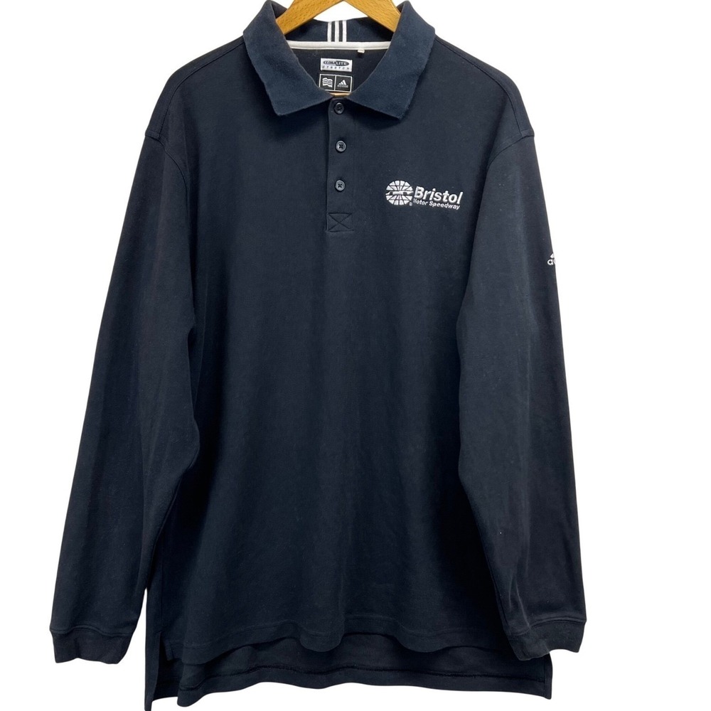 Adidas ClimaLite Stretch Long Sleeve Black Bristol Motor Speedway Polo Mens L
